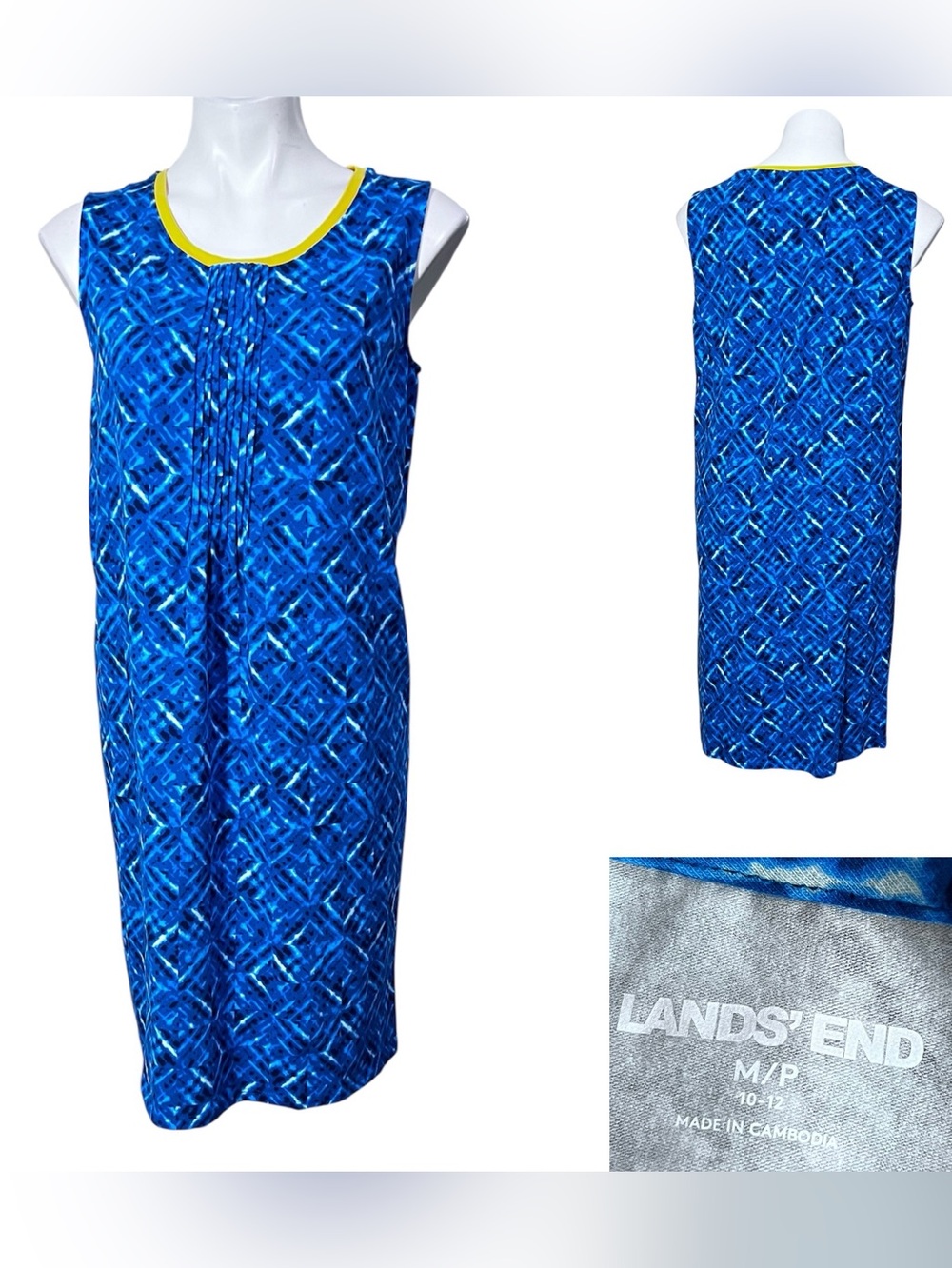Lands' End dress MP Blue multicolor‎ Sleeveless cotton blend casual vacation